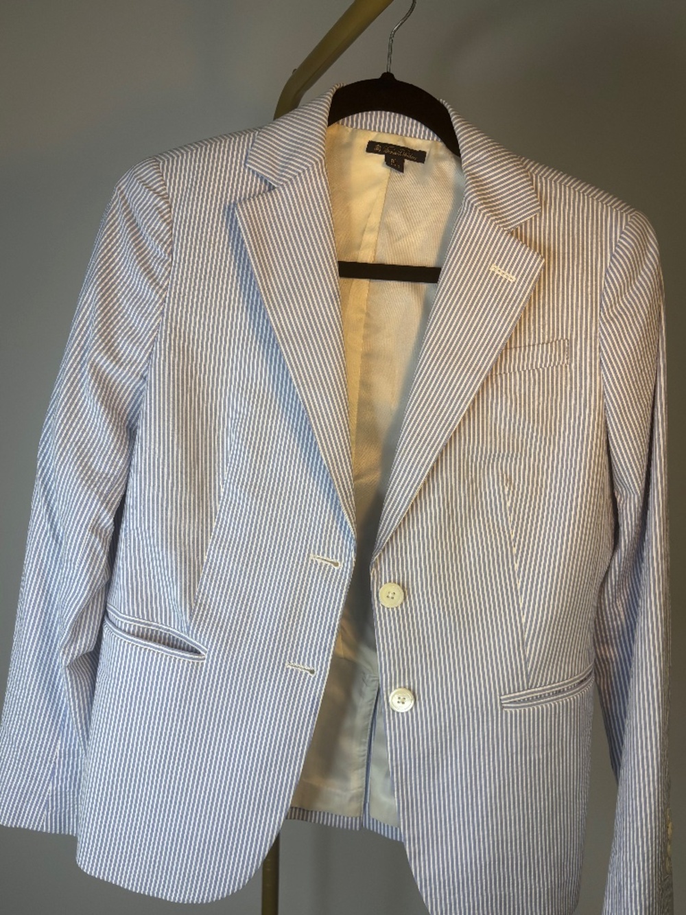 Brooks Brothers Blue White Seersucker Blazer 6P Petite Preppy Chic Summer Jacket - Picture 7 of 7